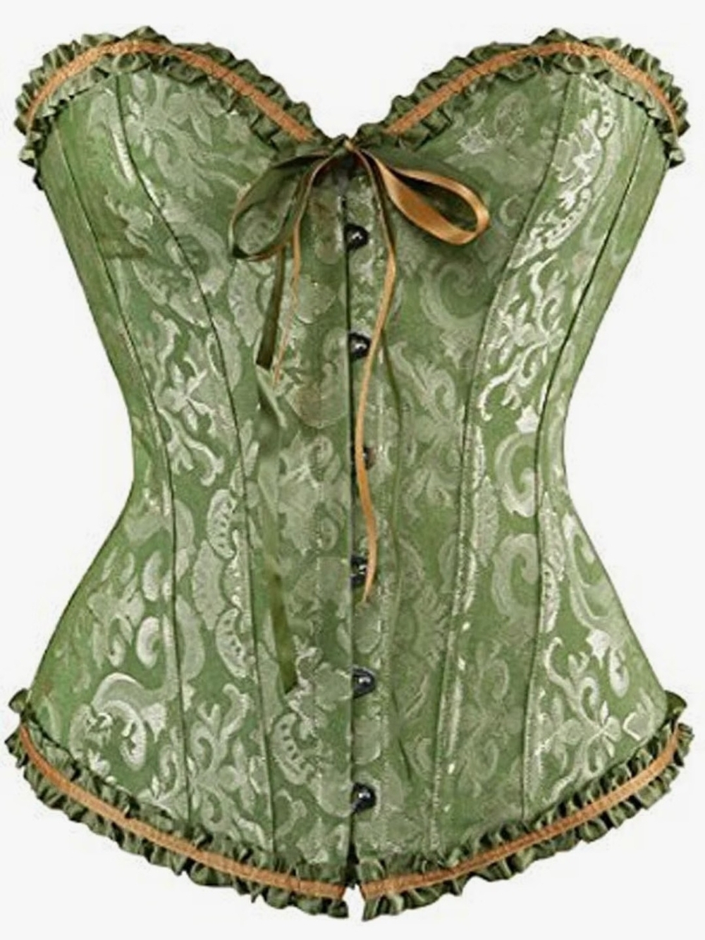 SALE!! Limited Time -Grass Green Jacquard Overbust Waist Corset For Costume